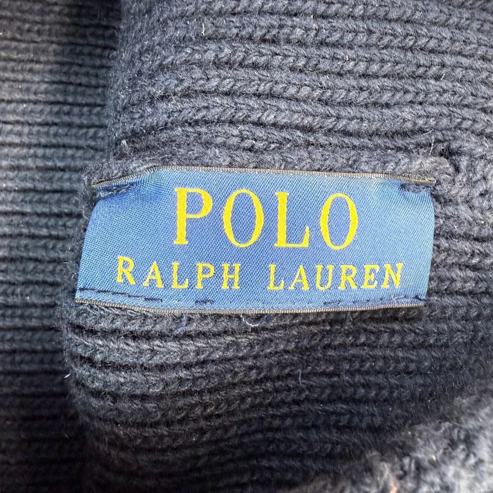 Polo Ralph Lauren Kids Polo Bear Beanie Navy Blue Ribbed Knit Embroidered Winter